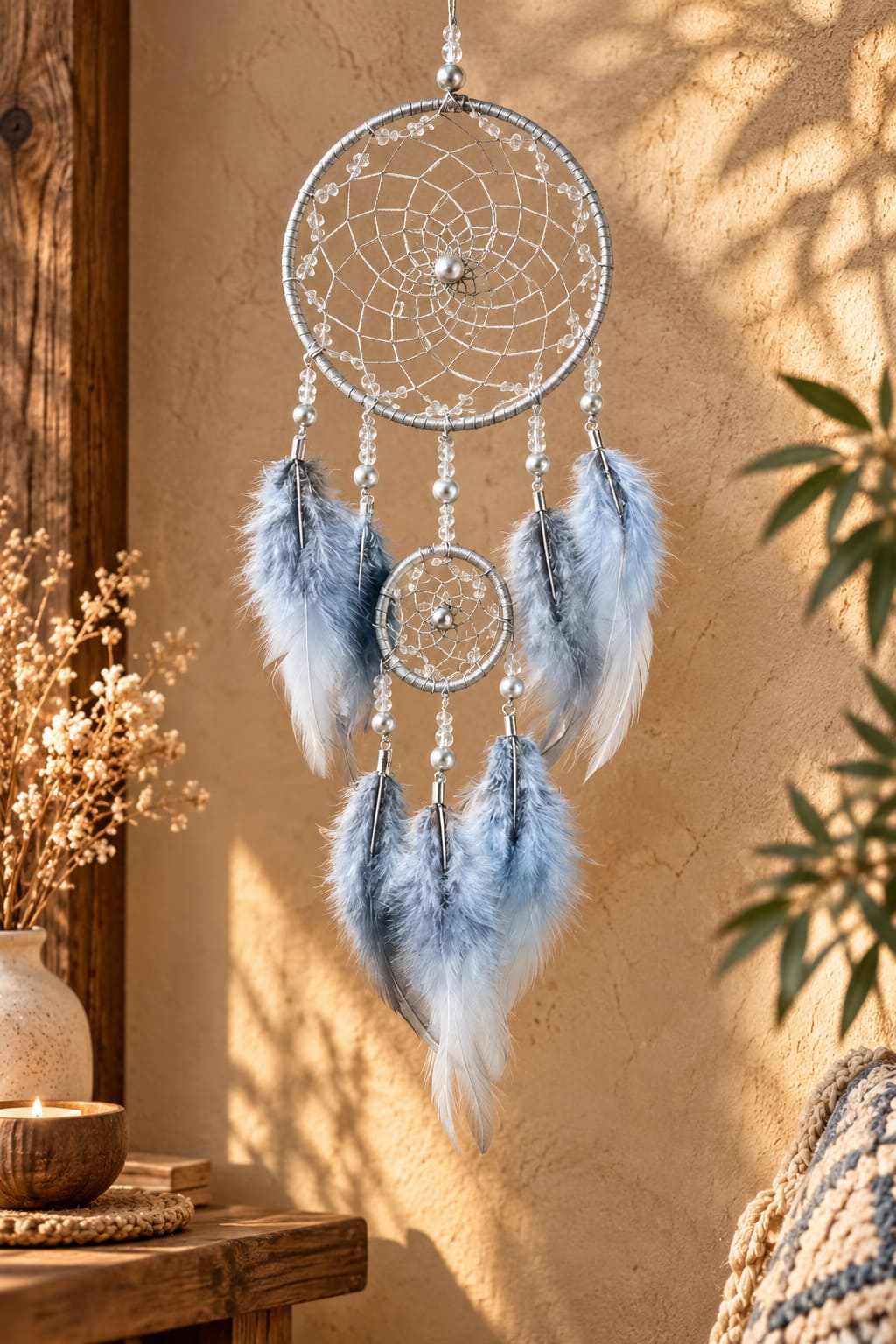 Attrape Rêve Indien Gris Argenté