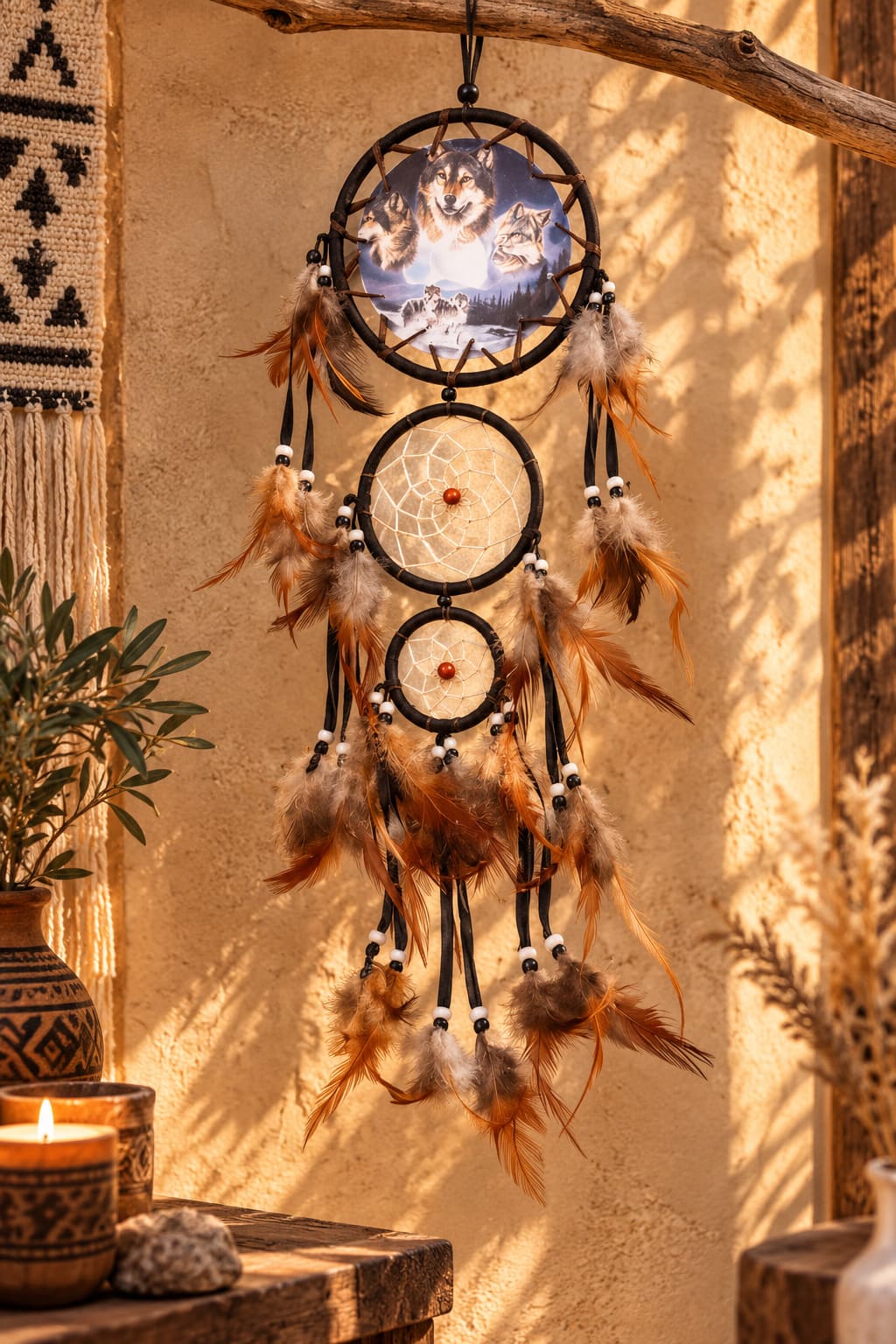 Attrape Rêve Indien Loup