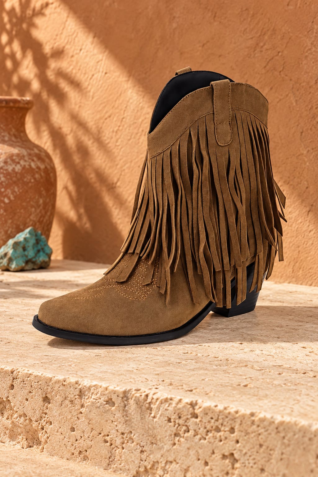 Boots Style Indien Marron à Franges