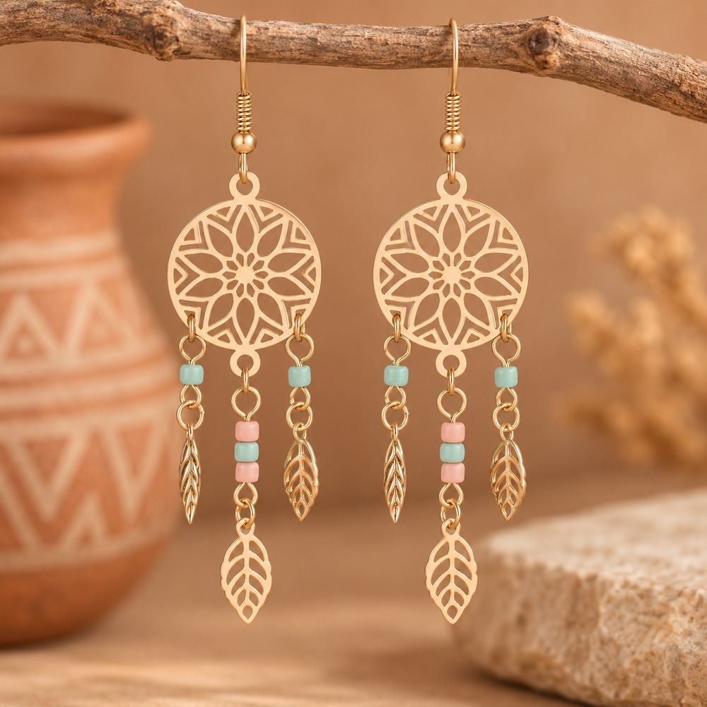 Boucle d’Oreille Attrape Rêve Couleur Or