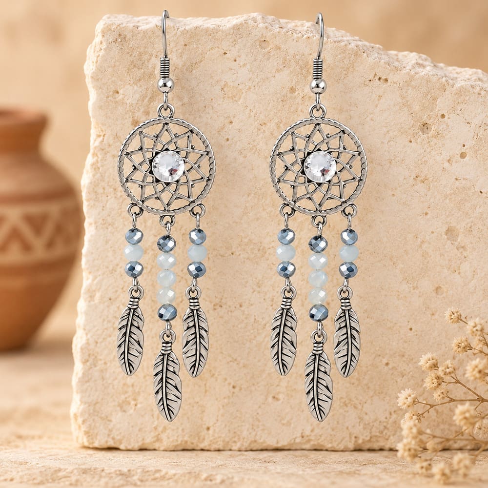 Boucle d’Oreille Attrape Rêve Strass