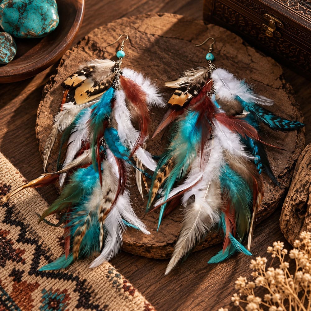 Boucle d’Oreille Plumes Bohèmes