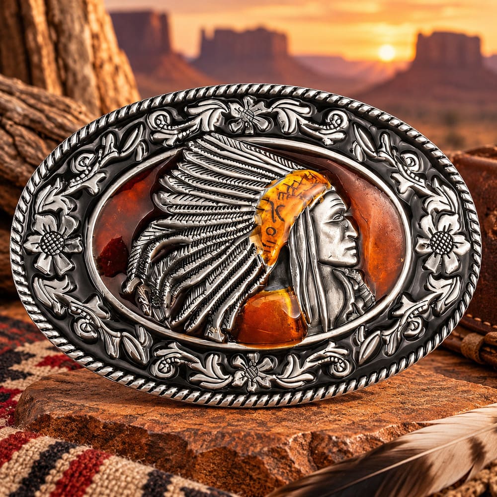 Boucle de Ceinture Chef Amérindien