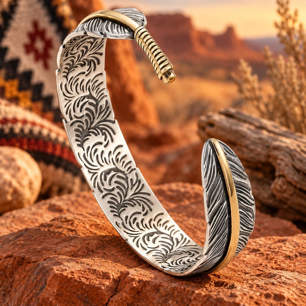Bracelet Ajustable Homme Amérindien – Plume d’Aigle Enchanteresse