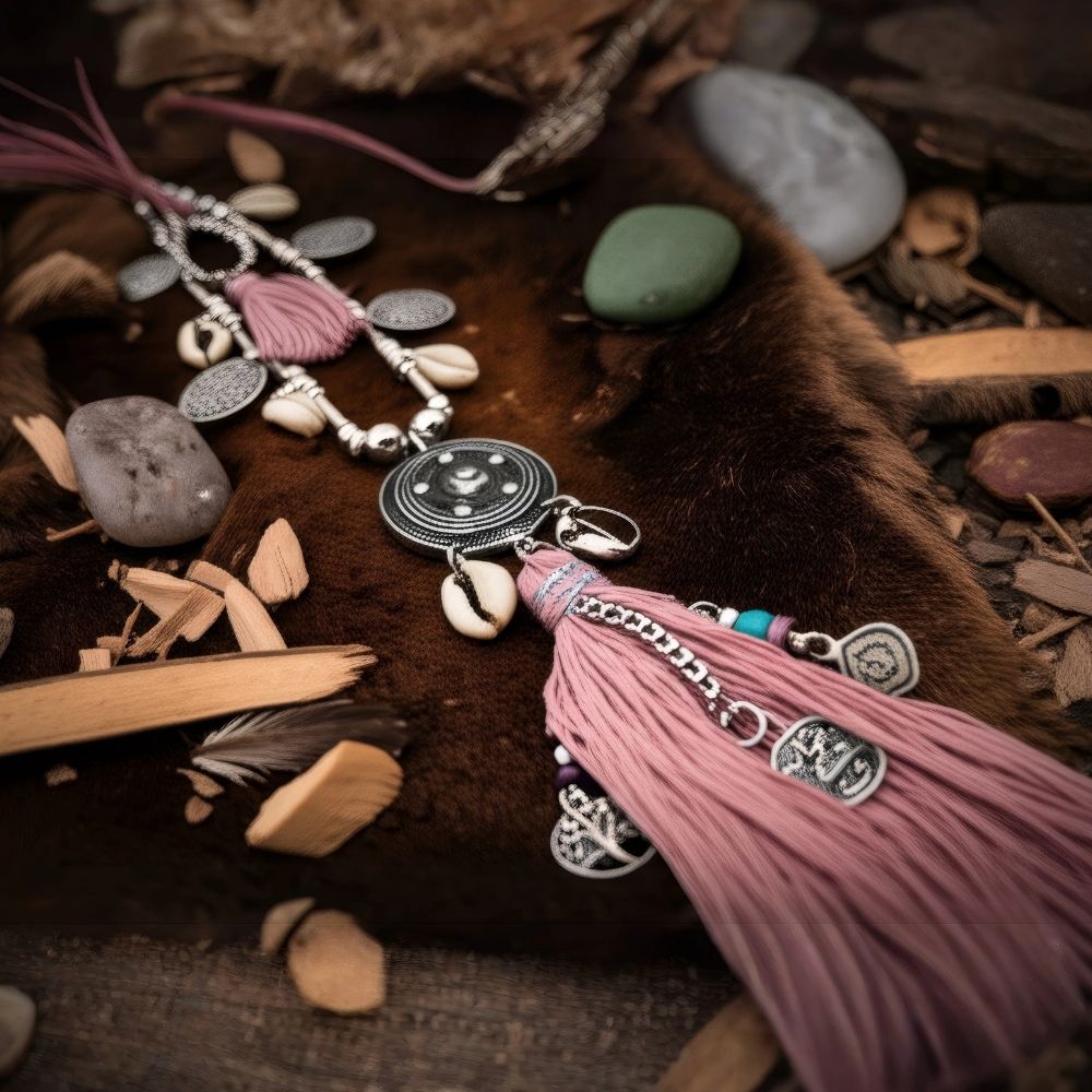 Collier Ethnique à Breloques Métal Style Indien – Très Bon état, Occasion, Bijou Bohème Et Voyageur
