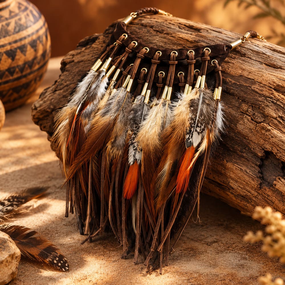Collier Plumes Indiennes