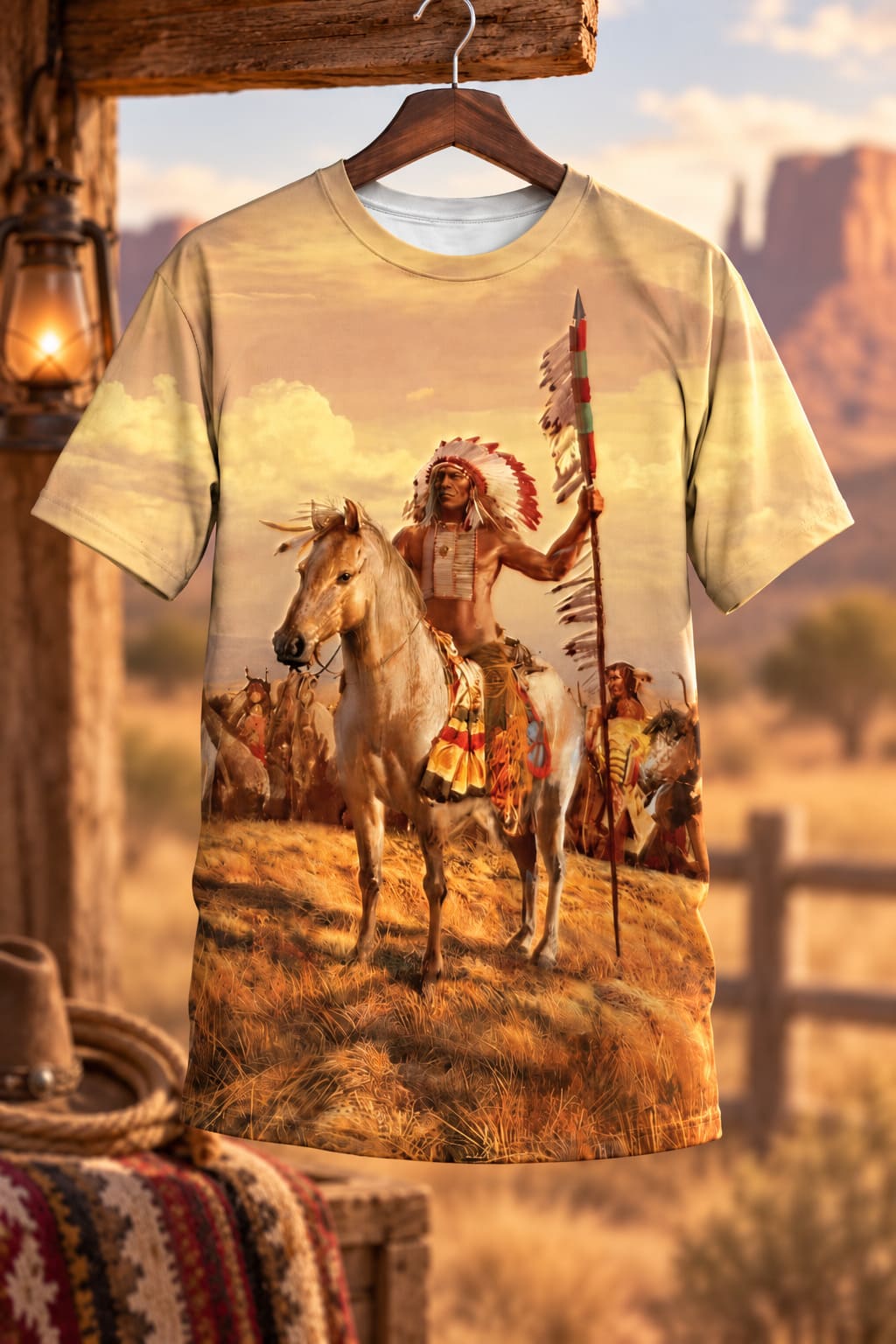 T-Shirt Homme – Chef Indien à Cheval