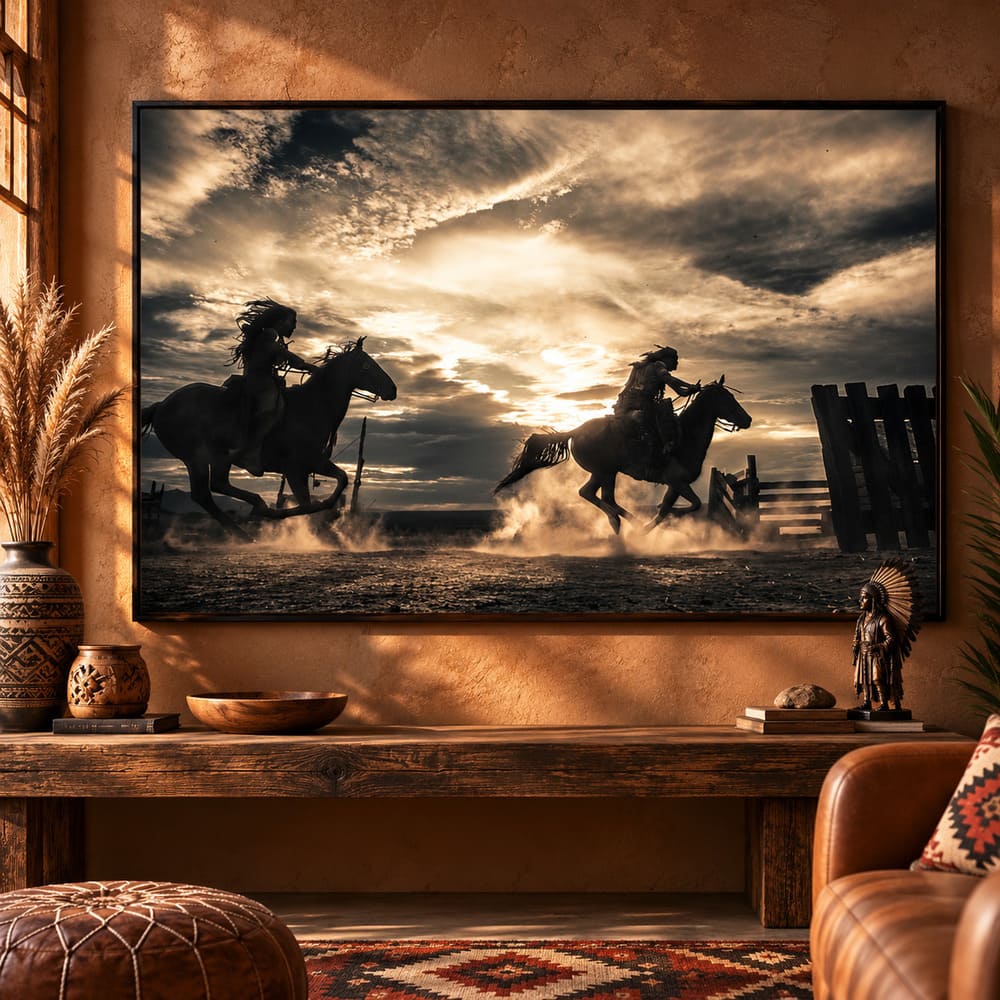 Tableau Chevaux Indiens au Galop