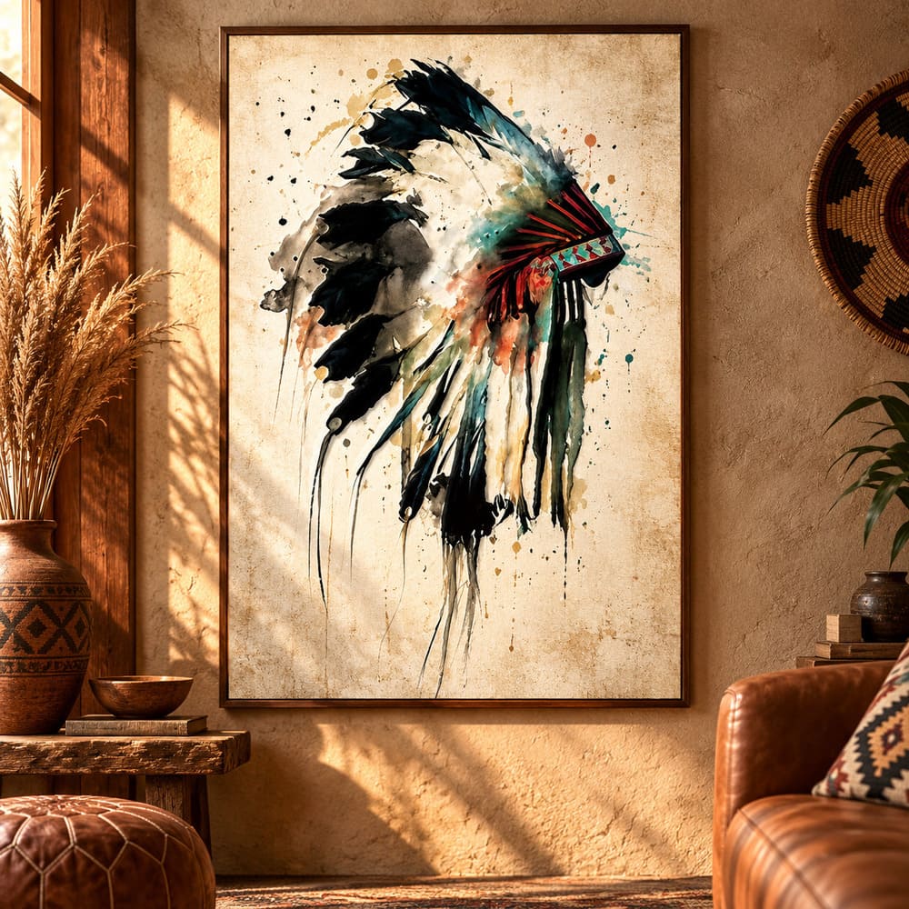 Tableau Coiffe Indienne Abstraite
