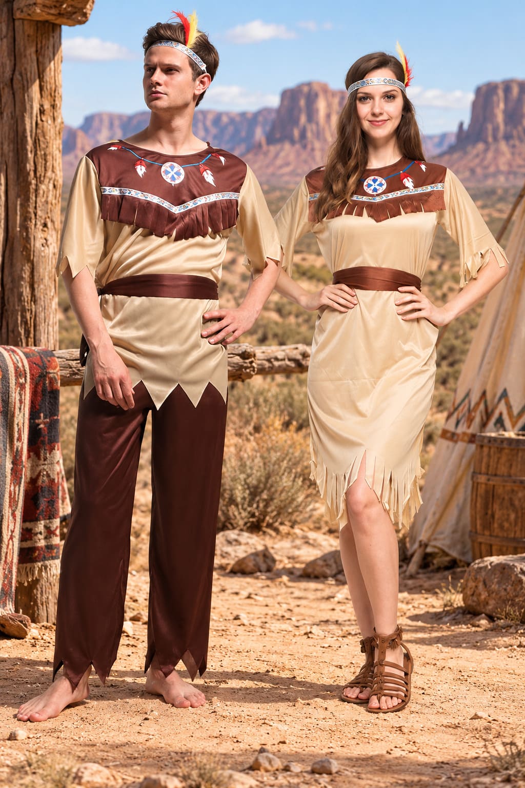 Tenue Indienne d’Amérique – Beige et Marron