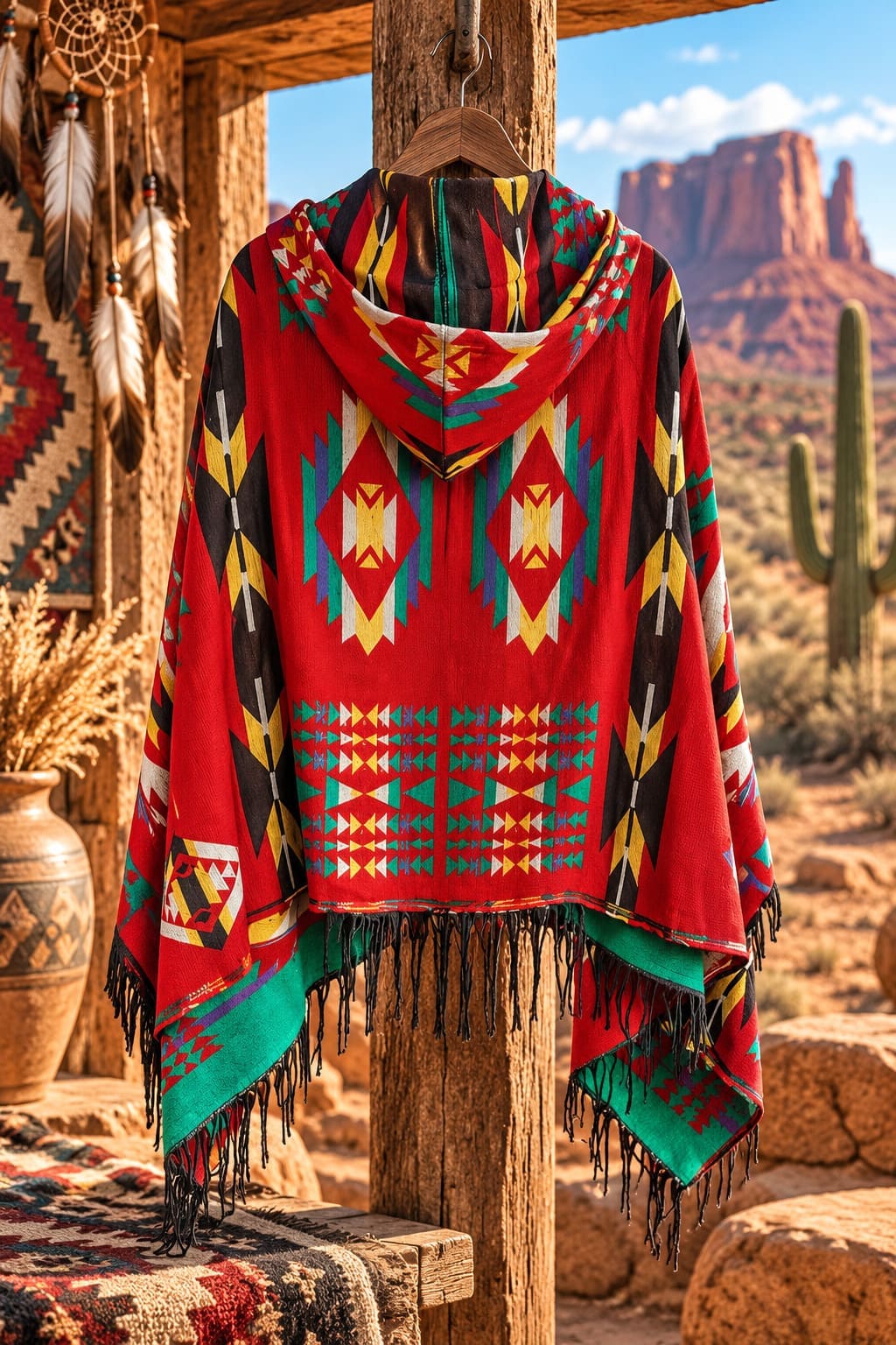 Veste Rouge à Motifs Indiens Tribaux