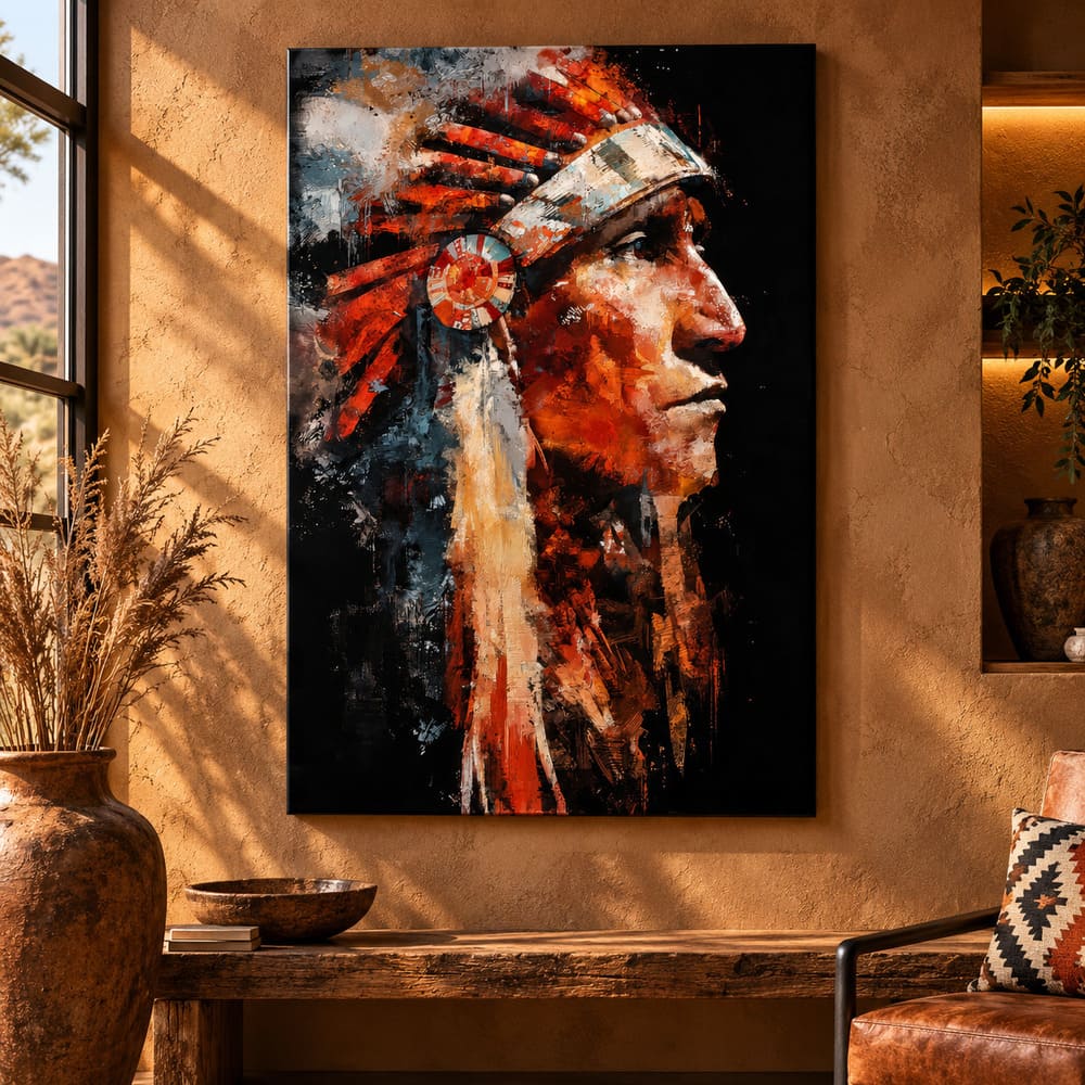 Tableau Amérindien Style Peinture